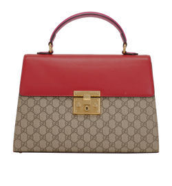 Padlock Top Handle, Canvas/Leather, Beige/Red, 520981, 2*